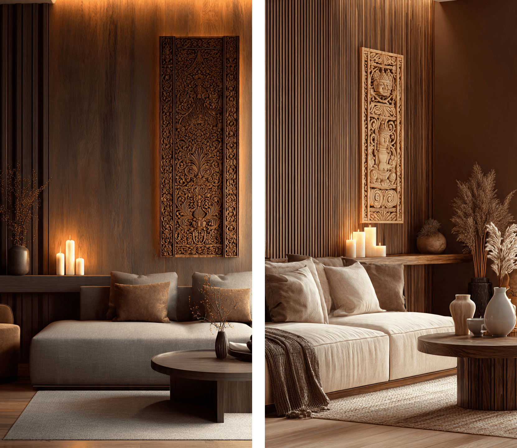 Wall Decoration Ideas for Living Room Using Wood | 8 Indian Home Inspirations