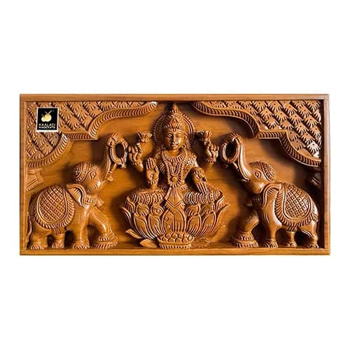 Wooden Gajalakshmi Wall Panel