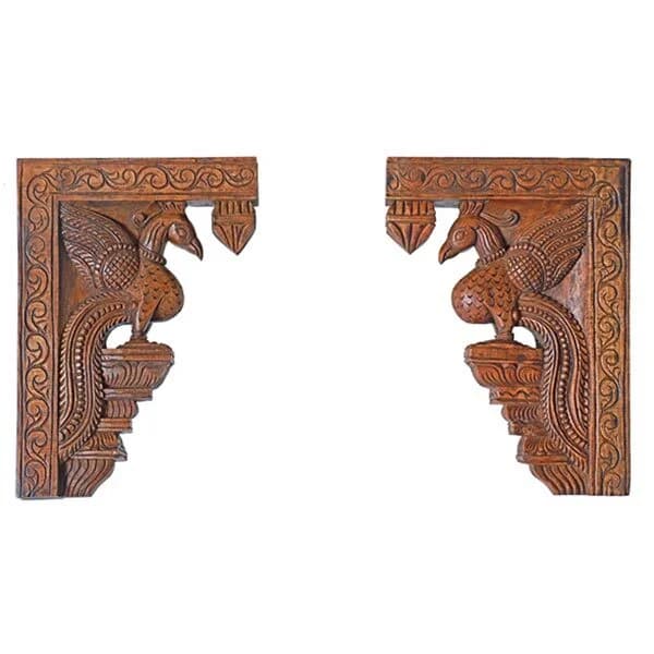 Wooden Parrot Wall Hanging Pair