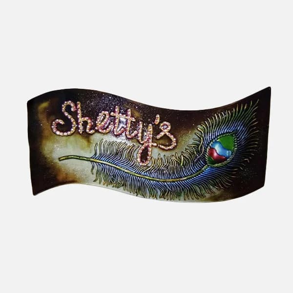 Name Plate with Peacock Feather Design Gallery - Detail