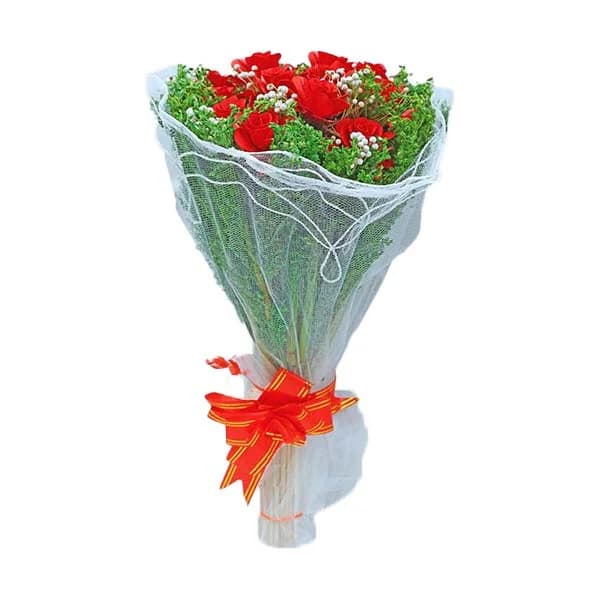 Palm Red Rose Blossom Bouquet Gallery - Detail