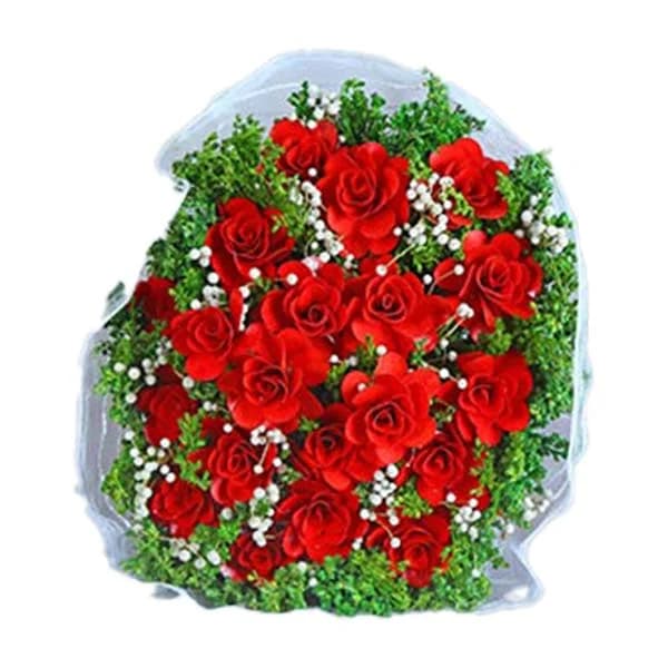 Palm Red Rose Blossom Bouquet Gallery - Detail