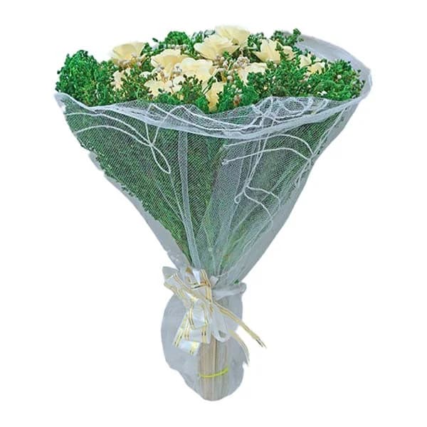 Pearl White Rose Bouquet Gallery - Detail