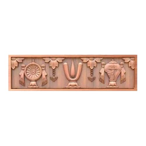 Vishnu Namam Sangu Chakra with Flowers Design Wall Mount