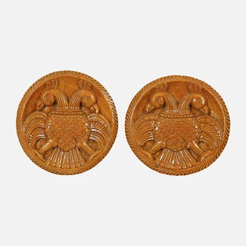 Twin Parrot Wood Finish Wall Mount Pair