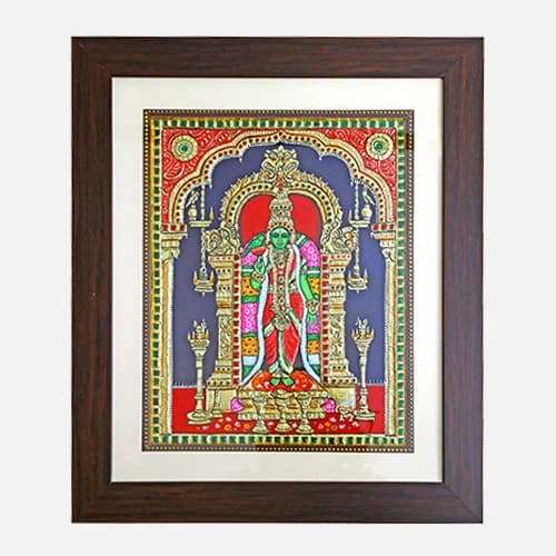Madurai Meenakshi Amman Tanjore Painting Frame Gallery - Detail