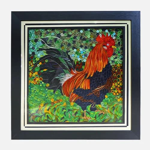 Paper Quilling Rooster Wall Art Gallery - Detail