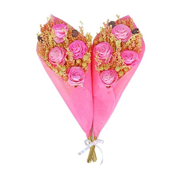Small Light Pink Rose Pair Bouquet Gallery - Detail