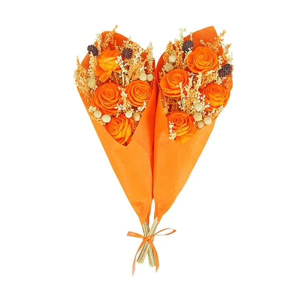 Small Orange Rose Pair Bouquet Gallery - Detail