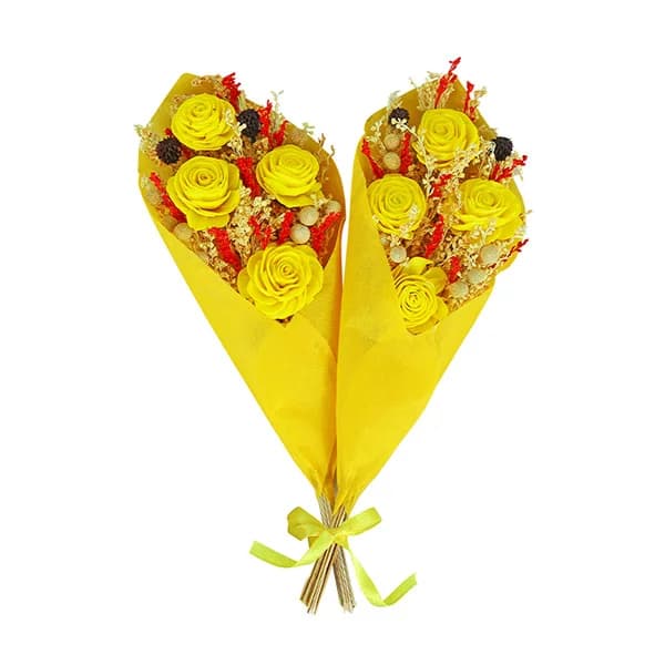 Small Yellow Rose Pair Bouquet Gallery - Detail