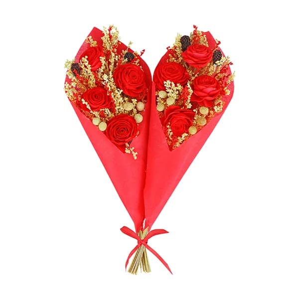 Small Red Rose Pair Bouquet Gallery - Detail