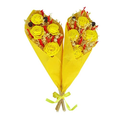 Small Yellow Rose Pair Bouquet Gallery - Detail