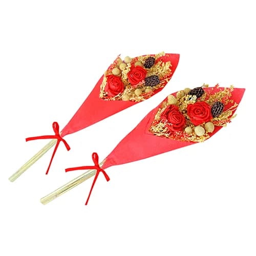 Mini Red Flower Bouquet - Pack of 2