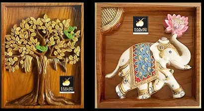 Gajalakshmi Wood Carving