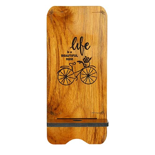 Wooden Phone Stand with Inspirational Quote