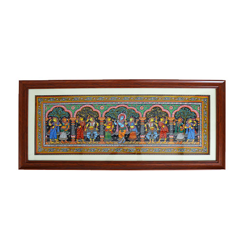 Lord Krishna with Gopika Pattachitra Painting