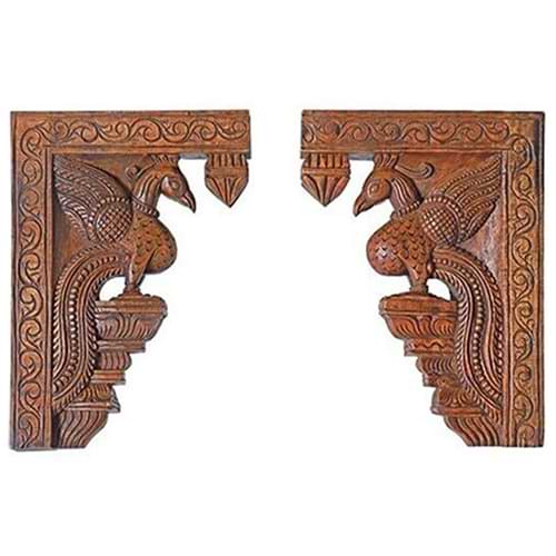 Wooden Parrot Wall Hanging Pair