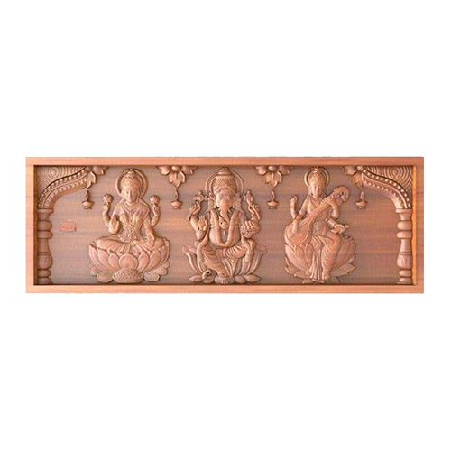 Wooden Lakshmi Vinayagar Saraswathi with Lamp design