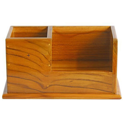 Plain Teak Wood Mobile Stand with Pen Holder