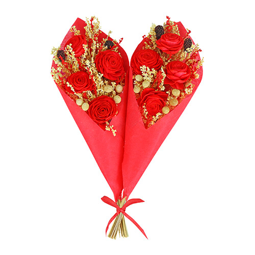 Small Red Rose Pair Bouquet