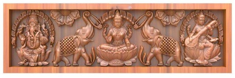 Gajalakshmi with Ganesha and Saraswathi