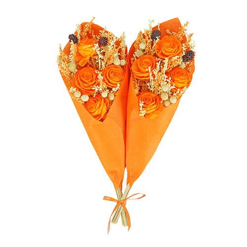 Small Orange Rose Pair Bouquet