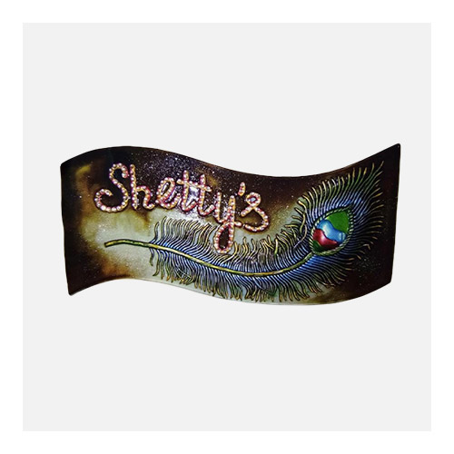 Name Plate with Peacock Feather Design
