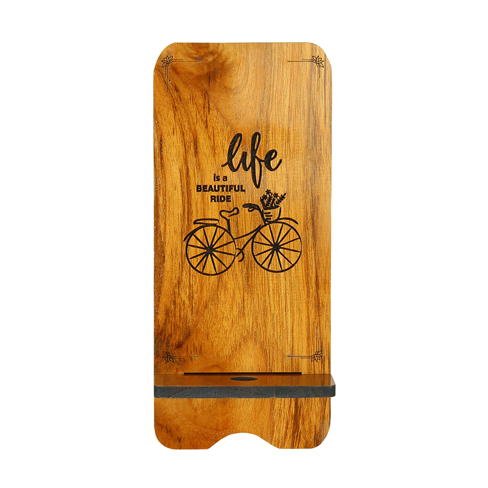 Wooden Phone Stand with Inspirational Quote