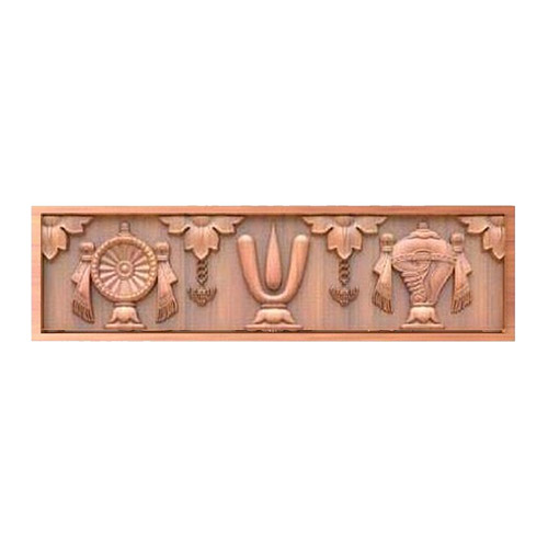 Vishnu Namam Sangu Chakra with Flowers Design Wall Mount