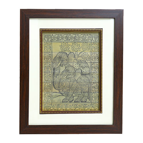 Palm Leaf Engraving Smiling Elephant