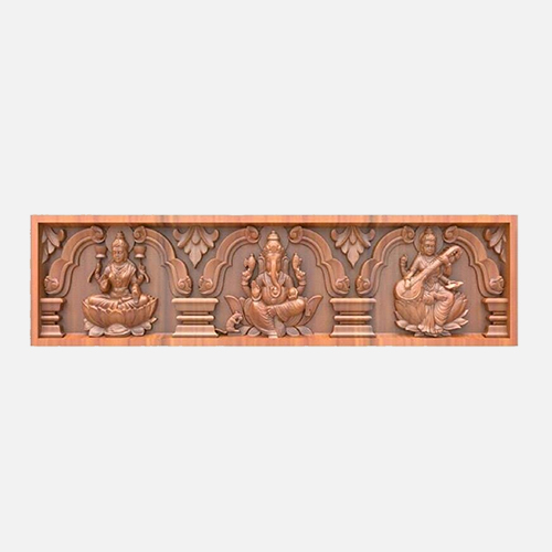 Lakshmi Vinayagar Saraswathi With Flower Deign Wood Panel